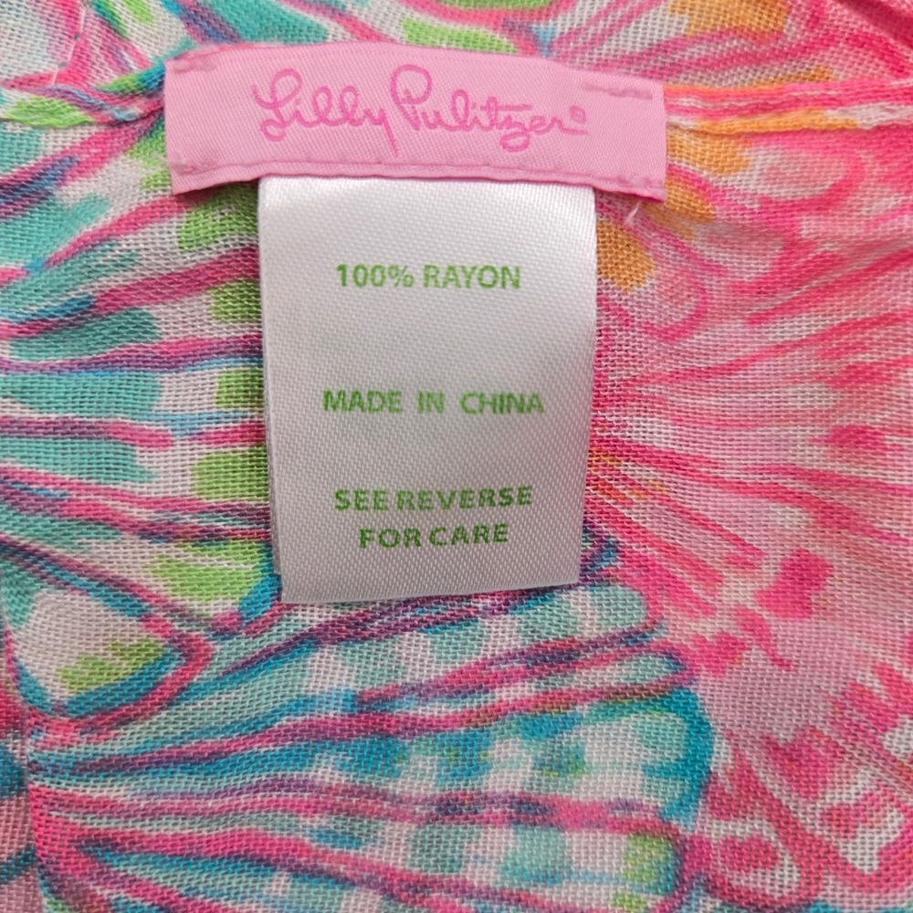 Lilly Pulitzer Infinity Scarf‎ Lightweight Shell Print Pink Aqua Blue 100% Rayon - Picture 2 of 3